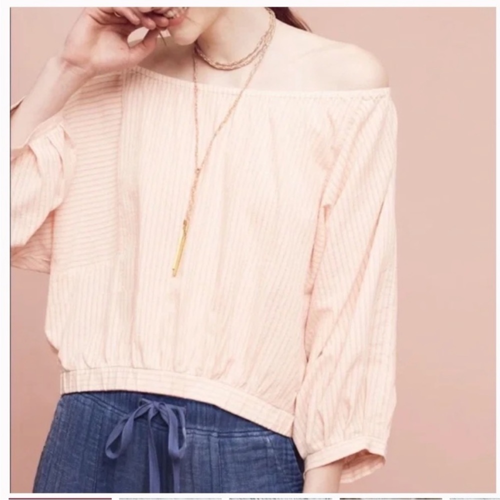 Anthropologie Holding Horses Off Shoulder Top Large Stripes